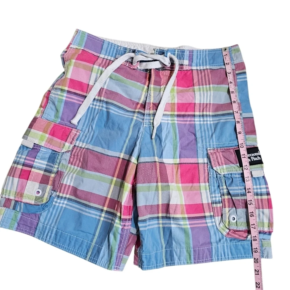 Abercrombie & Fitch Mens Medium Swim Trunks Multicolor Madras Plaid Shorts Icon